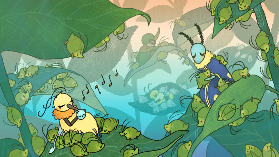 Bug Fables: Aphid theme banner entry. "Cozy Nursery"
